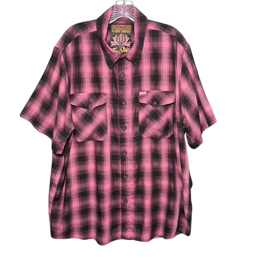 DIXXON Flannel Co The Strip Shirt Sz 2X Pink Black Plaid D-Lux Bamboo Button Up